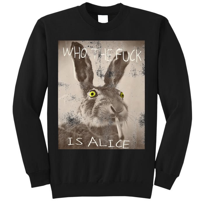 Retro Who The Fck Is Alice Funny Rabbit Sweatshirt