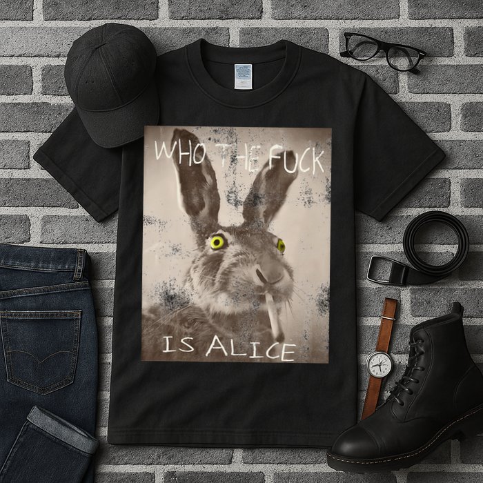 Retro Who The Fck Is Alice Funny Rabbit Tall T-Shirt