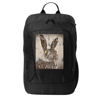 Retro Who The Fck Is Alice Funny Rabbit City Backpack