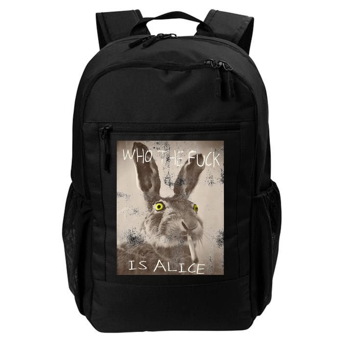 Retro Who The Fck Is Alice Funny Rabbit Backpack