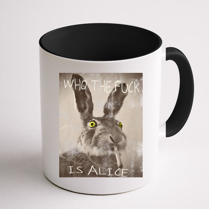 Retro Who The Fck Is Alice Funny Rabbit Mug