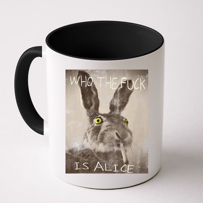 Retro Who The Fck Is Alice Funny Rabbit Mug