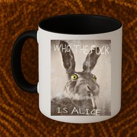 Retro Who The Fck Is Alice Funny Rabbit Mug