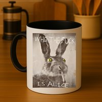 Retro Who The Fck Is Alice Funny Rabbit Mug