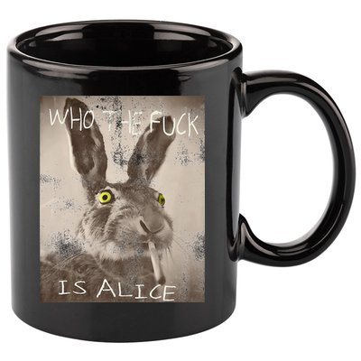 Retro Who The Fck Is Alice Funny Rabbit 11oz C Handle Ceramic Mug