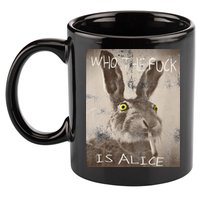 Retro Who The Fck Is Alice Funny Rabbit 11oz C Handle Ceramic Mug