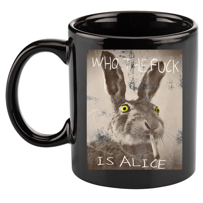 Retro Who The Fck Is Alice Funny Rabbit 11oz C Handle Ceramic Mug