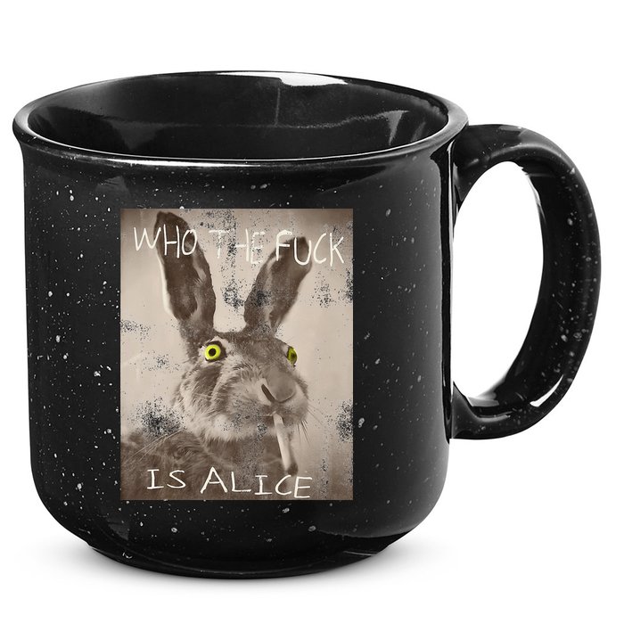 Retro Who The Fck Is Alice Funny Rabbit 15oz Campfire Ceramic Mug