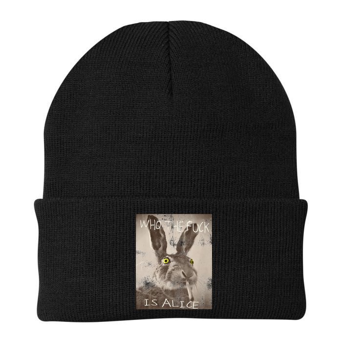 Retro Who The Fck Is Alice Funny Rabbit Beanie
