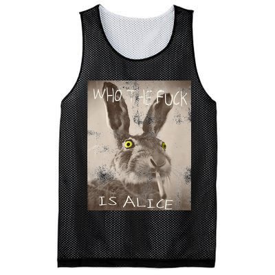 Retro Who The Fck Is Alice Funny Rabbit Mesh Reversible Basketball Jersey Tank