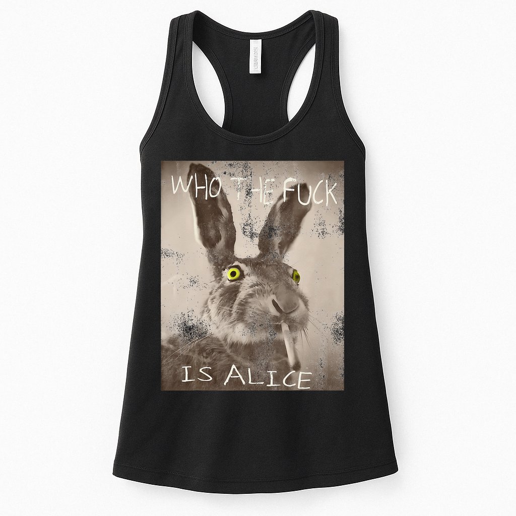 Retro Who The Fck Is Alice Funny Rabbit Womens Tank Top