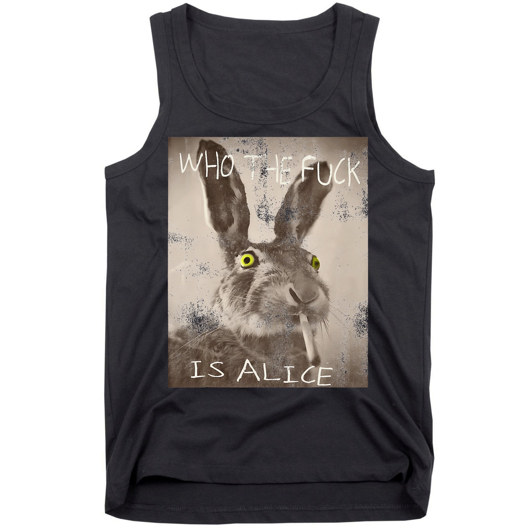 Retro Who The Fck Is Alice Funny Rabbit Tank Top