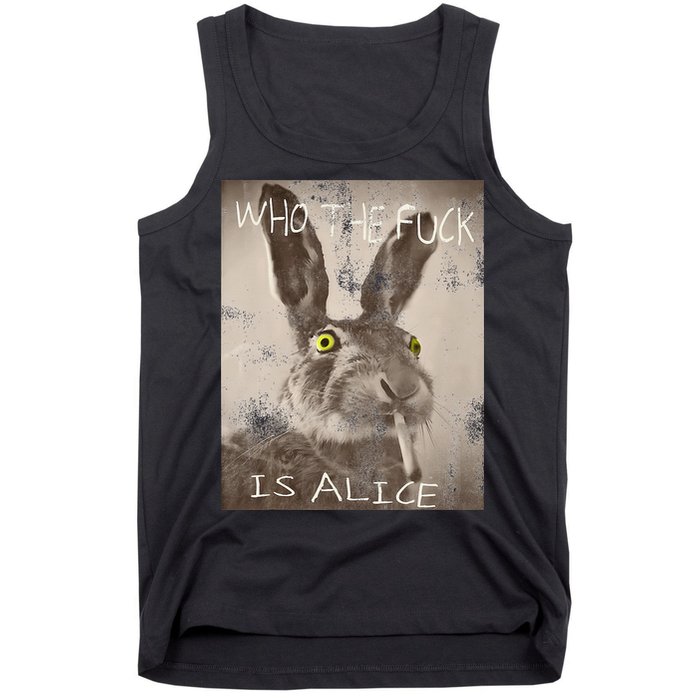 Retro Who The Fck Is Alice Funny Rabbit Tank Top