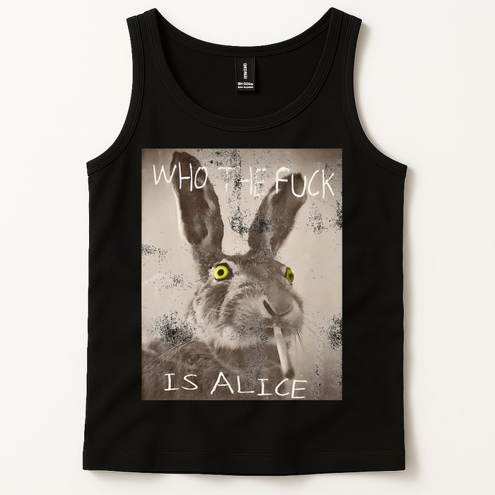 Retro Who The Fck Is Alice Funny Rabbit Tank Top