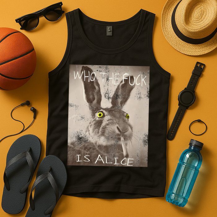 Retro Who The Fck Is Alice Funny Rabbit Tank Top