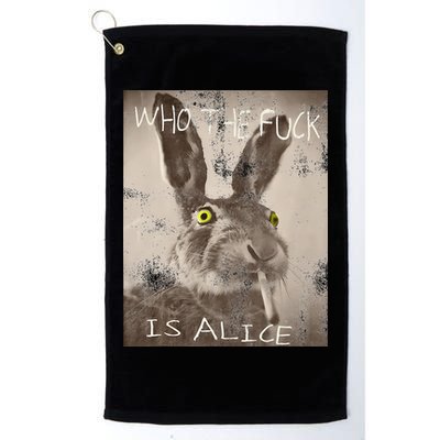 Retro Who The Fck Is Alice Funny Rabbit Golf Towel
