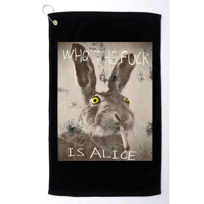 Retro Who The Fck Is Alice Funny Rabbit Golf Towel