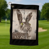 Retro Who The Fck Is Alice Funny Rabbit Golf Towel
