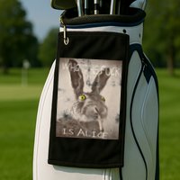 Retro Who The Fck Is Alice Funny Rabbit Golf Towel