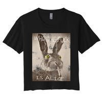 Retro Who The Fck Is Alice Funny Rabbit Women's Crop Top Tee