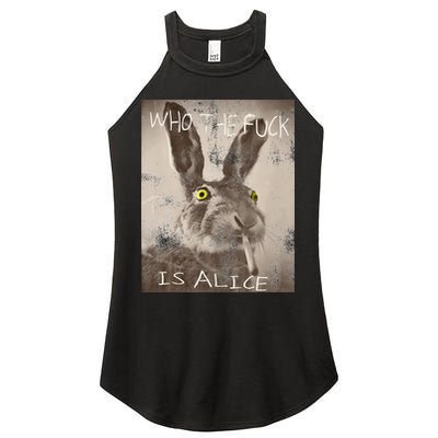 Retro Who The Fck Is Alice Funny Rabbit Women's Perfect Tri Rocker Tank