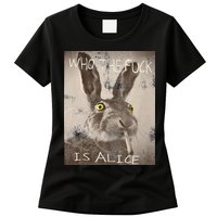 Retro Who The Fck Is Alice Funny Rabbit Womens T-Shirt