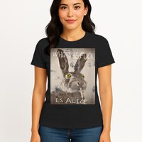 Retro Who The Fck Is Alice Funny Rabbit Womens T-Shirt