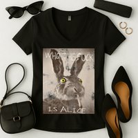 Retro Who The Fck Is Alice Funny Rabbit Women's V-Neck T-Shirt