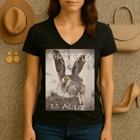 Retro Who The Fck Is Alice Funny Rabbit Women's V-Neck T-Shirt