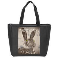 Retro Who The Fck Is Alice Funny Rabbit Zip Tote Bag