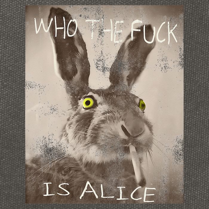 Retro Who The Fck Is Alice Funny Rabbit Cotton Canvas Backpack