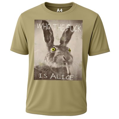 Retro Who The Fck Is Alice Funny Rabbit Cooling Performance Crew T-Shirt