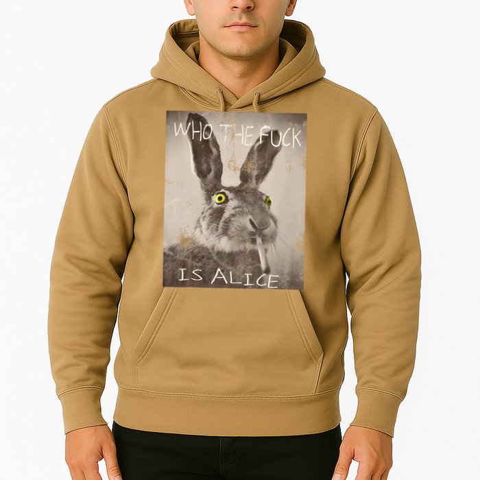 Retro Who The Fck Is Alice Funny Rabbit Hoodie