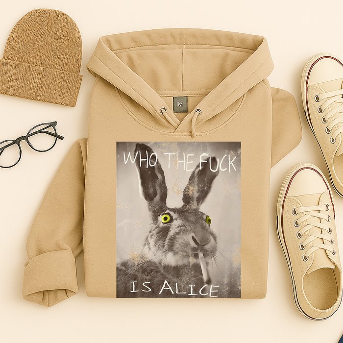 Retro Who The Fck Is Alice Funny Rabbit Hoodie
