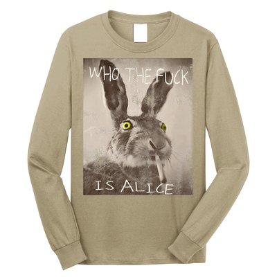 Retro Who The Fck Is Alice Funny Rabbit Long Sleeve Shirt