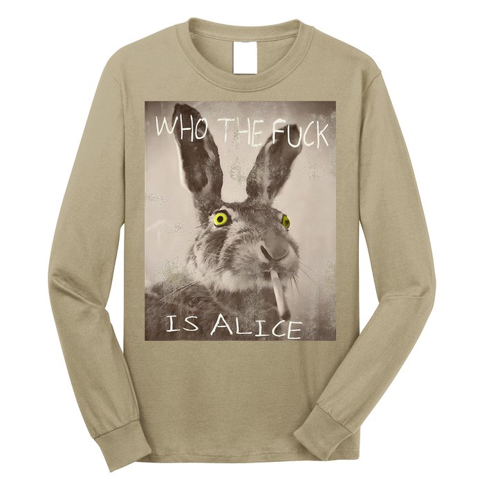 Retro Who The Fck Is Alice Funny Rabbit Long Sleeve Shirt
