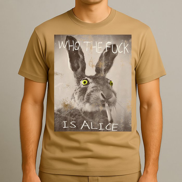 Retro Who The Fck Is Alice Funny Rabbit T-Shirt
