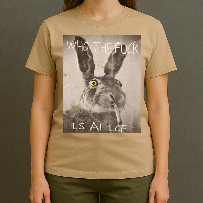 Retro Who The Fck Is Alice Funny Rabbit T-Shirt