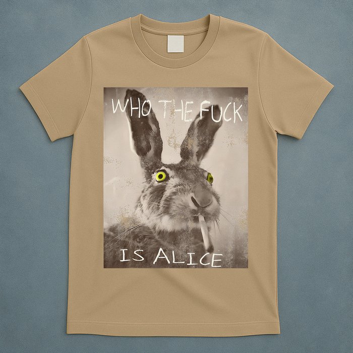 Retro Who The Fck Is Alice Funny Rabbit T-Shirt