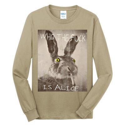 Retro Who The Fck Is Alice Funny Rabbit Tall Long Sleeve T-Shirt