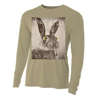 Retro Who The Fck Is Alice Funny Rabbit Cooling Performance Long Sleeve Crew