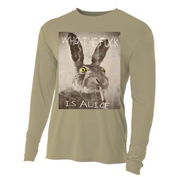 Retro Who The Fck Is Alice Funny Rabbit Cooling Performance Long Sleeve Crew