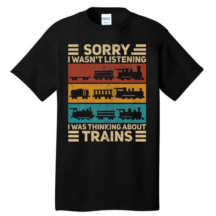 Retro Wagon Train Lover Model Railroad Conductor Tall T-Shirt