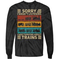 Retro Wagon Train Lover Model Railroad Conductor Tie-Dye Long Sleeve Shirt