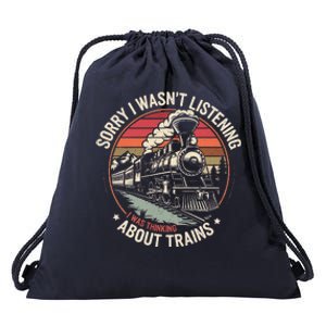 Retro Wagon Train Lover Model Railroad Conductor Funny Train Drawstring Bag