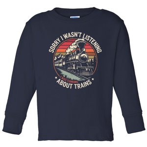 Retro Wagon Train Lover Model Railroad Conductor Funny Train Toddler Long Sleeve Shirt