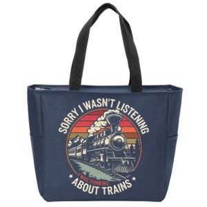 Retro Wagon Train Lover Model Railroad Conductor Funny Train Zip Tote Bag