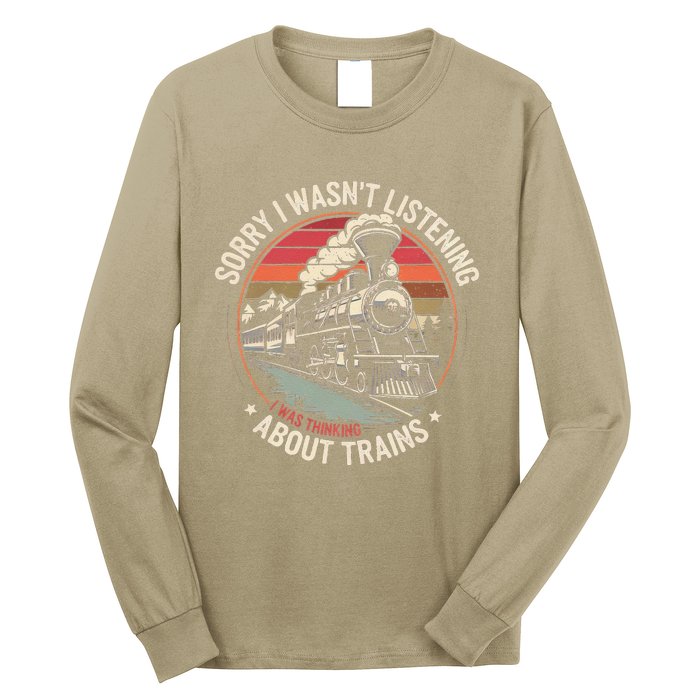 Retro Wagon Train Lover Model Railroad Conductor Funny Train Long Sleeve Shirt