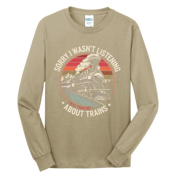 Retro Wagon Train Lover Model Railroad Conductor Funny Train Tall Long Sleeve T-Shirt