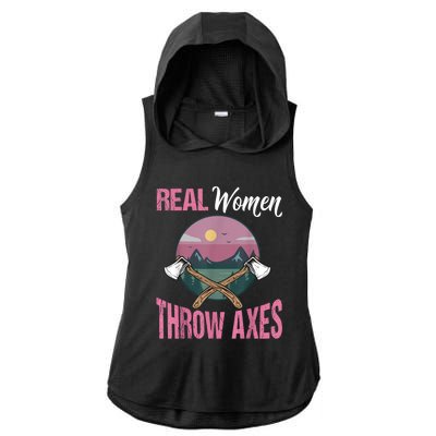 Real Women Throw Axes Graphic Axe Throwing Ladies PosiCharge Tri-Blend Wicking Draft Hoodie Tank